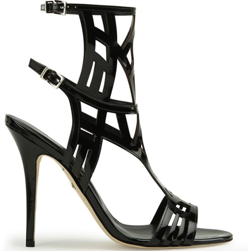 Tania Spinelli Patent Caged Gladiator Stiletto Sandals 36.5